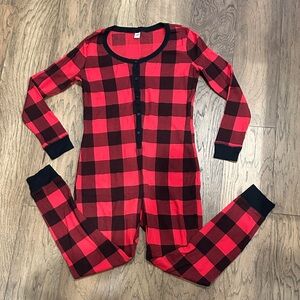 Red and Black Plaid Onesie Women’s Pajamas size medium